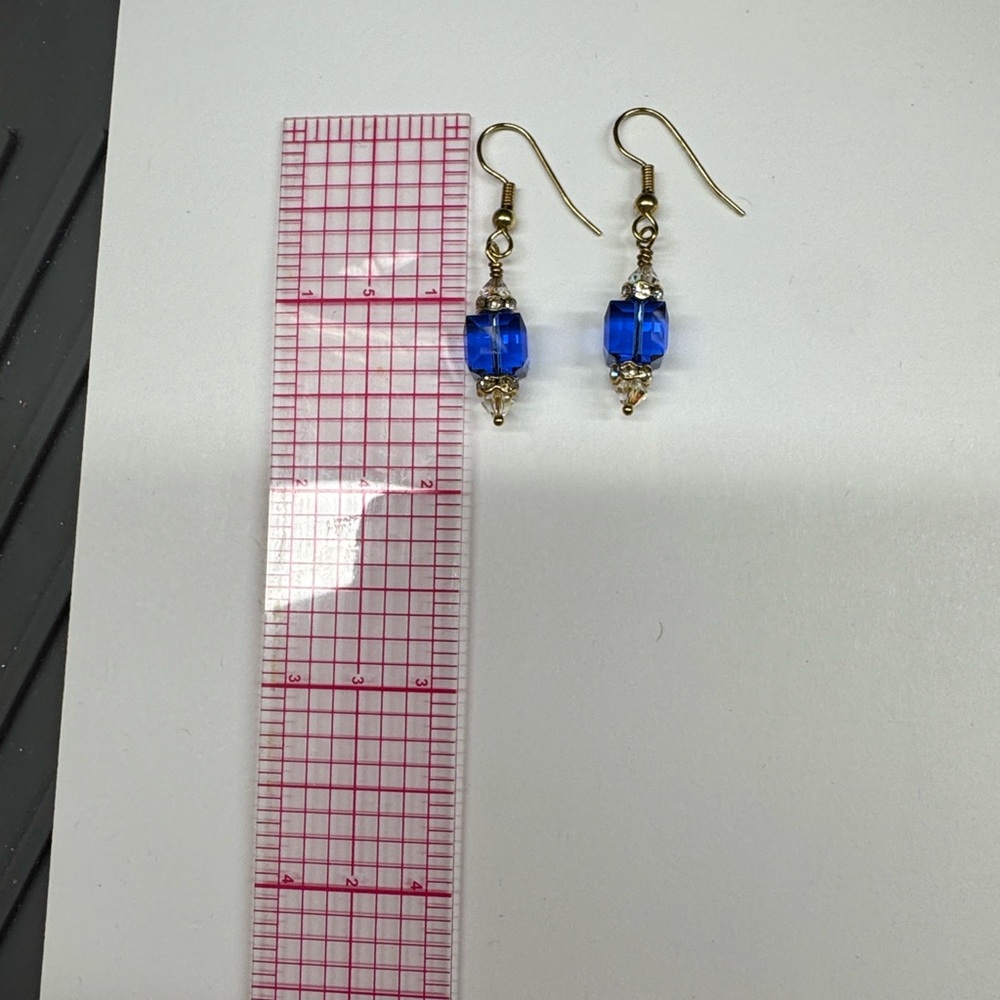 September Birthday 🎂 Sapphire Swarovski and Gold Earrings 2/$22 - Picture 6 of 6